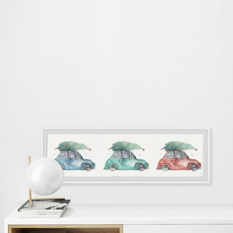 Pine Tree Shopping - Single Picture Frame Panoramic Painting, 25cm H x 76cm W x 3.81cm D