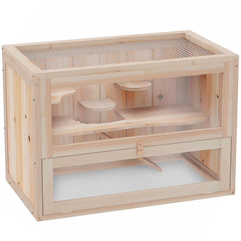 Cage à 2 niveaux pour hamster et petits animaux, maison de cochon d'Inde avec plateau ouvert, tablette et échelle