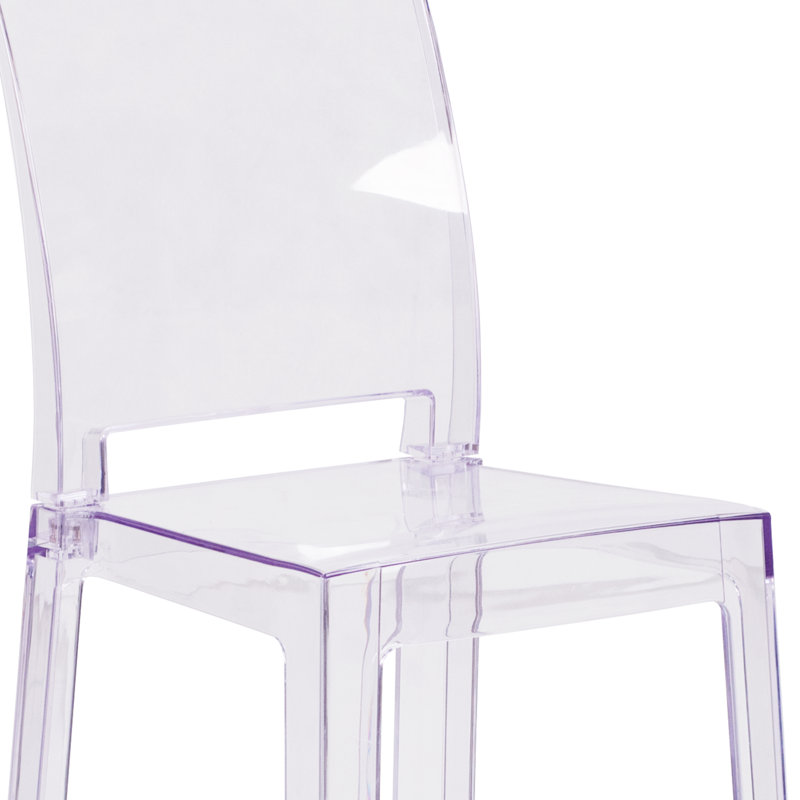 Imca Counter Stool with Square Back in Transparent Crystal - Wedding Chairs, Bar Stool (29” Seat Height)