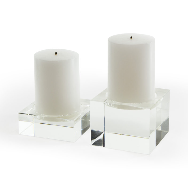 Petit porte-votive en cristal block, H 1,5 po x l 4 po x P 4 po