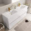 Armoire de salle de bain autoportante - blanc brillant de 72 po, comptoir en résine de pierre, tiroirs à fermeture en douceur, meuble-lavabo blanc pour articles de rangement, rangement maximisé