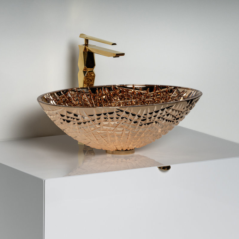 Diamante 20.8'' L Bathroom Sink, Rose Gold
