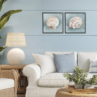 Ensemble de giclée encadrée 2 pièces Seashell Whispers of Shore, design par Eli Jones
