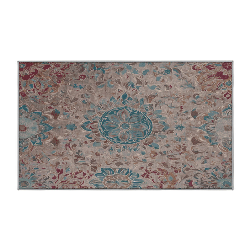 Tapis gris soyeux et moelleux, Rectangle 7 pi x 9 pi