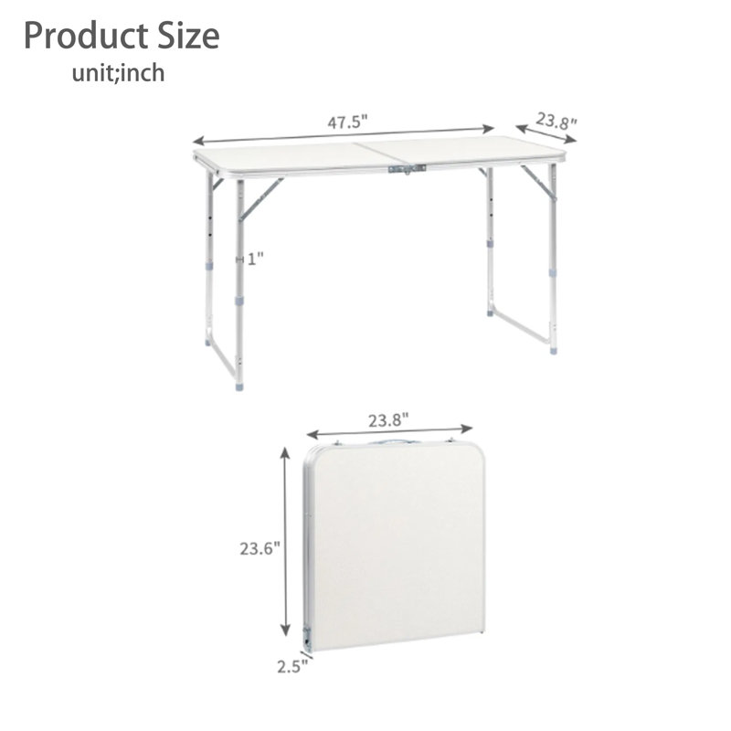 Table pliante en plastique durable de 4 pieds avec poignée et serrure - Table de pique-nique portable intérieure / extérieure