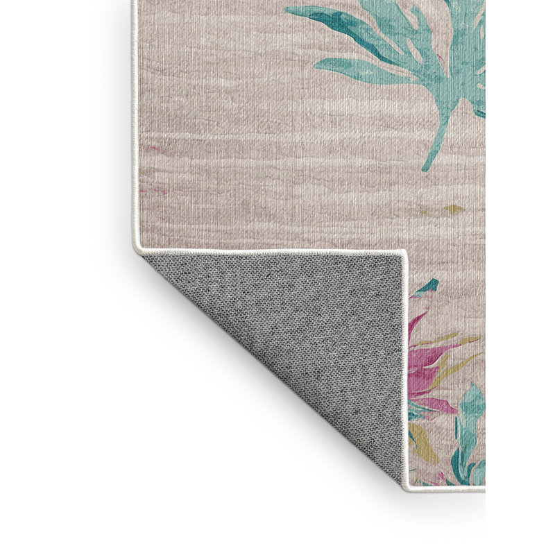 Machine Washable Beige Area Rug, Rectangle 2' x 3'