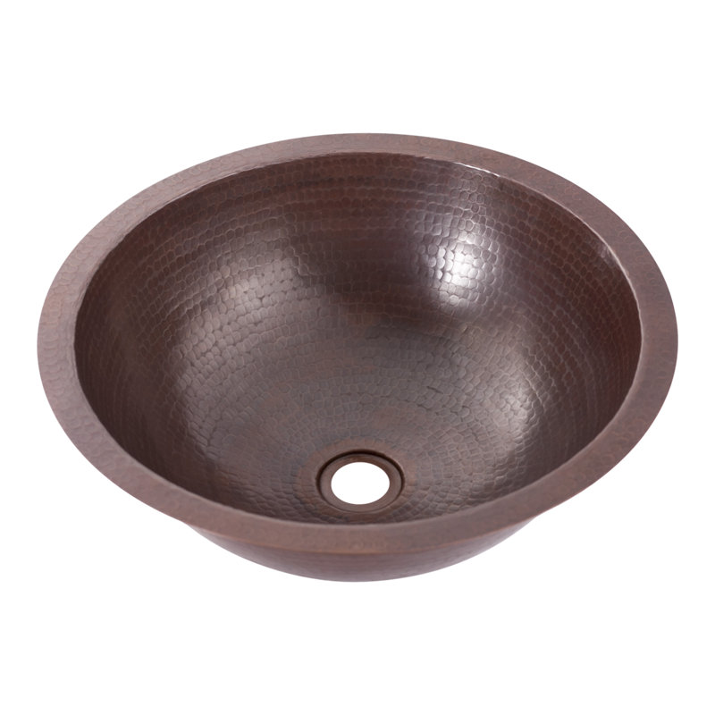 Novatto 17'' Antique Hammered Copper Copper Circular Drop-in, Dual Mount, Undermount Bathroom Sink