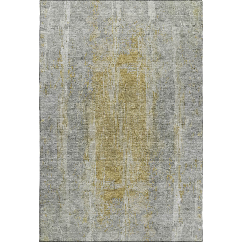 Premium Machine Washable Mayfield AMF2309 Abstract Rug, Pewter, 5' x 7'6"