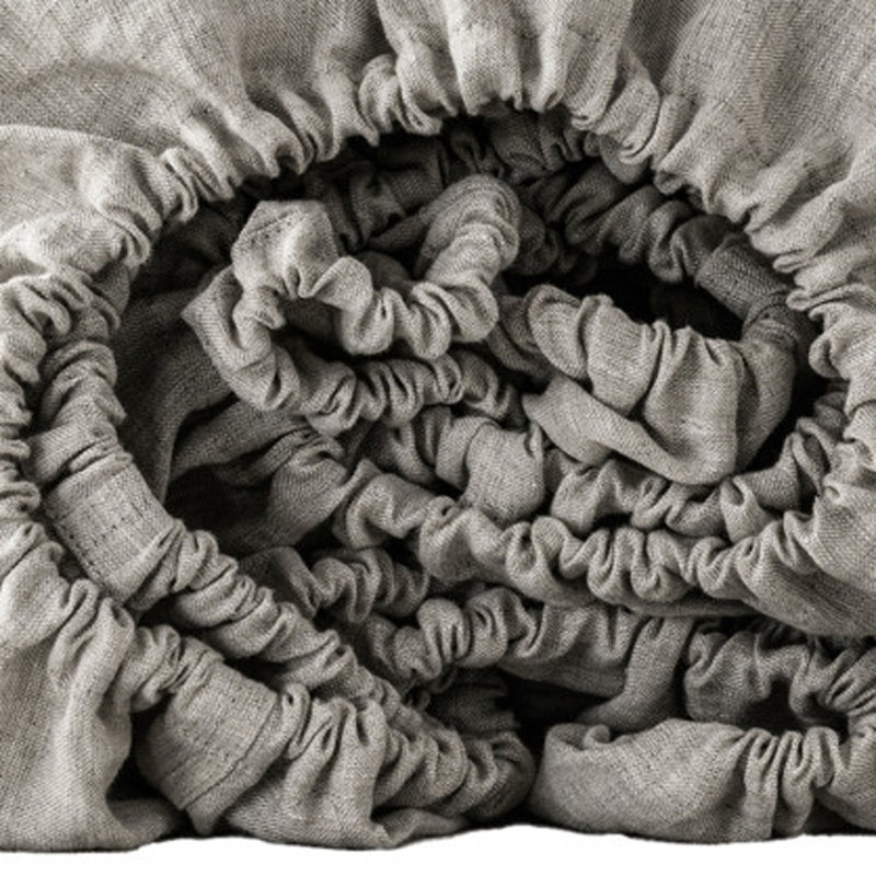 Drap-housse en lin taupe