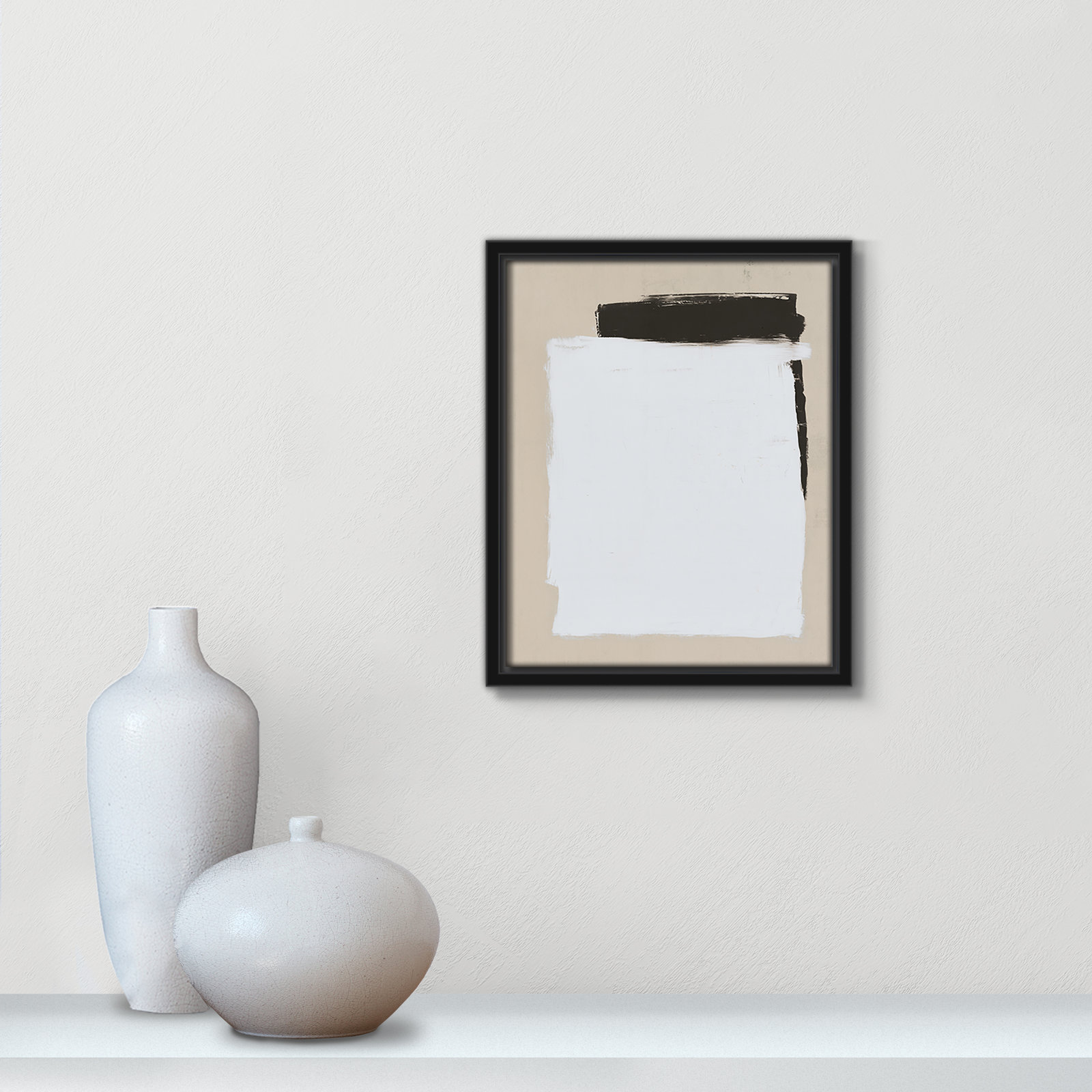 Two Mirrors, 11.5" H x 9.5" W, Framed Canvas, Black