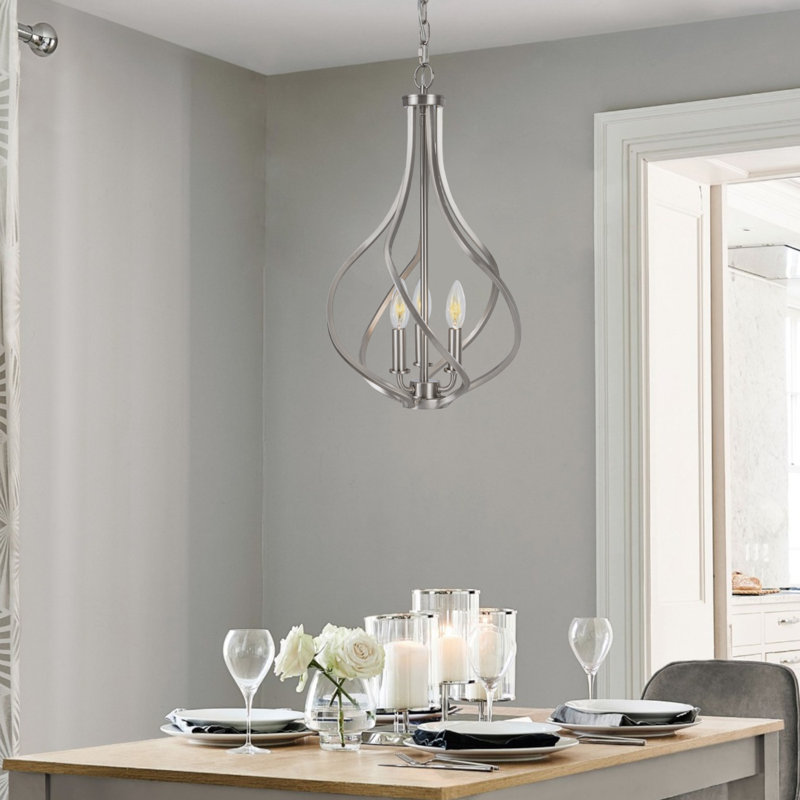Alloy Ribbons 3-Light Candle-Style Dimmable Chandelier