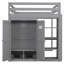 Lit mezzanine double en bois avec garde-robe intégré et tablettes de rangement, lumière DEL, gris-1114684144