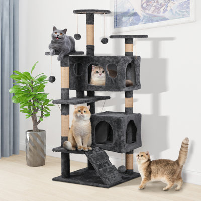 Tour pour arbre à chat à plusieurs niveaux avec poteaux à griffer, condos en peluche, hamac et perchoirs pour chats et chatons
