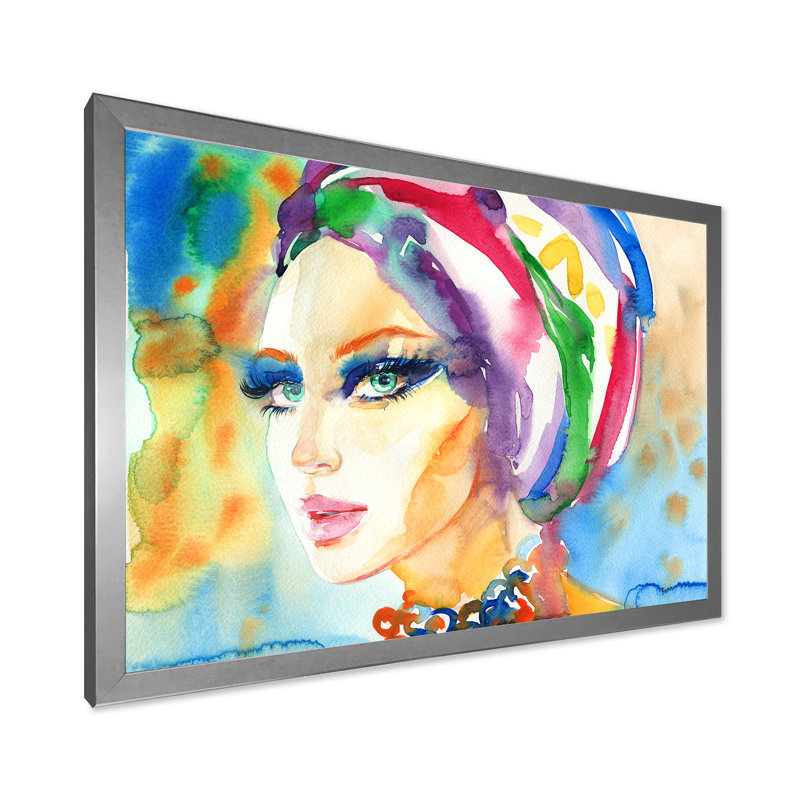 Portrait d'un mannequin élégant - décoration murale sur toile Glam, H 30 po x l 40 po x P 1,5 po, Cadre photo argenté