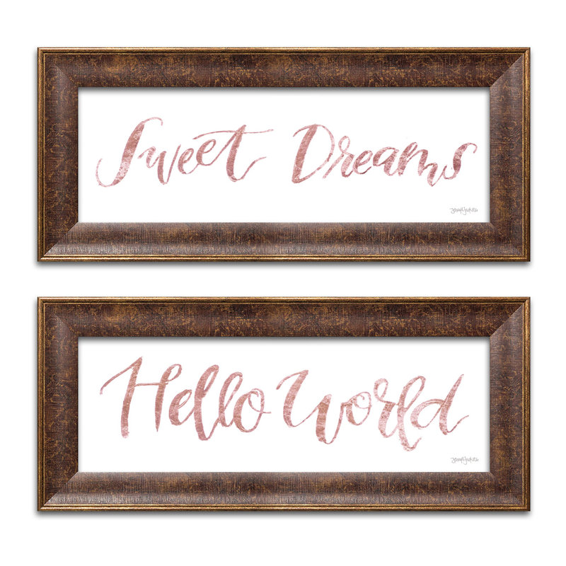 2 - Piece, 6" H x 18" W x 1.5" D, Brown Framed Paper