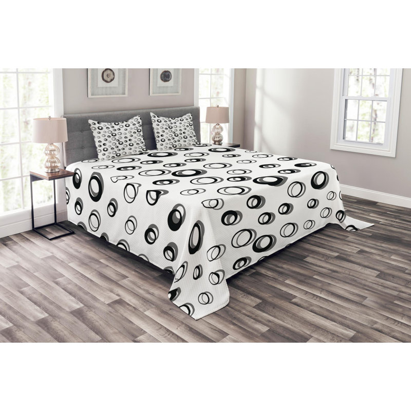 Modern & Contemporary Polyester Geometric Shapes Coverlet, King Coverlet + 2 Shams