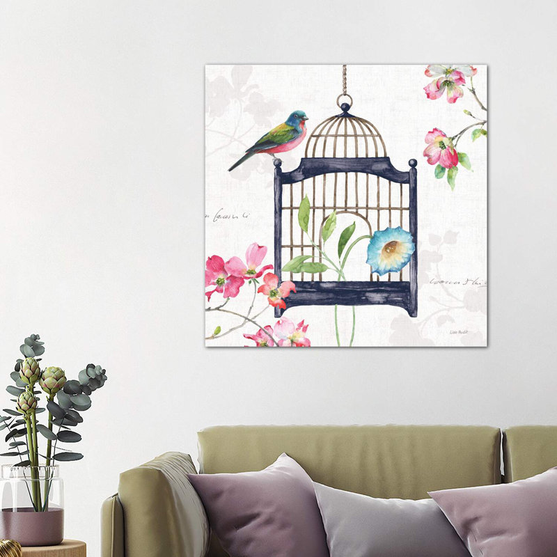 Dogwood Garden V Navy by Lisa Audit - Wrapped Canvas Print, 93.98 cm H x 93.98 cm W x 1.91 cm D
