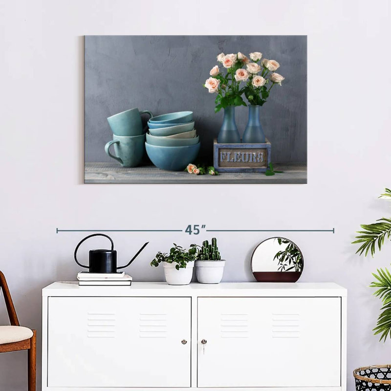 Senne Rustic Blue Ceramics, 20" H x 30" W