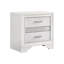 Table de chevet 2 tiroirs en blanc pour le décor de la chambre à coucher - Poignées en strass, décorations scintillantes et poignées chic, rayures