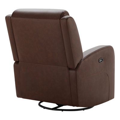 Louisa Genuine Leather Swivel Glider Power Recliner