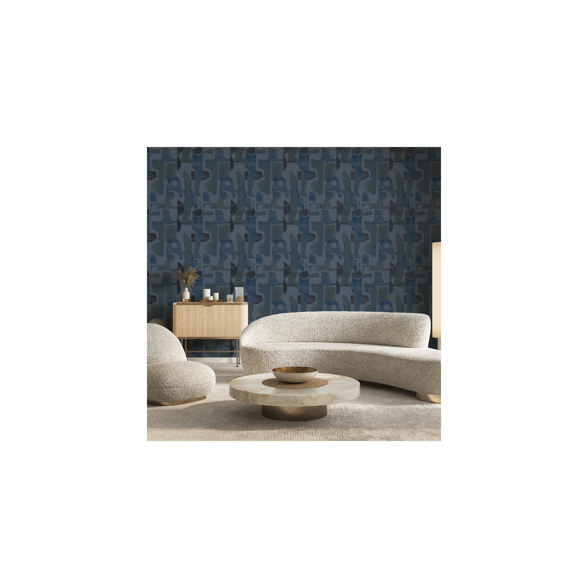 Tariq 16.5' L x 20.5" W Peel and Stick Wallpaper Roll, Blue