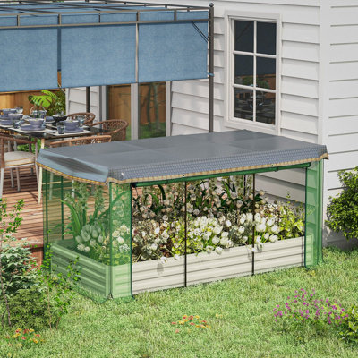Lit de jardin surélevé - l 90,5 po x P 43,2 po x H 43,2 po - 1 pièce - Beige - Housse de protection protégeant les plantes contre les parasites et les intempéries