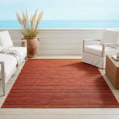 Ellenton Striped Flatweave Crimson Multicolor Indoor Outdoor Area Rug