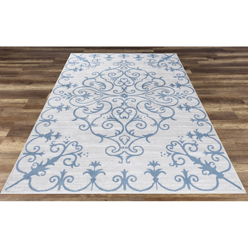 Tapis gris / bleu, Rectangle 5 pi 3 po x 7 pi 7 po