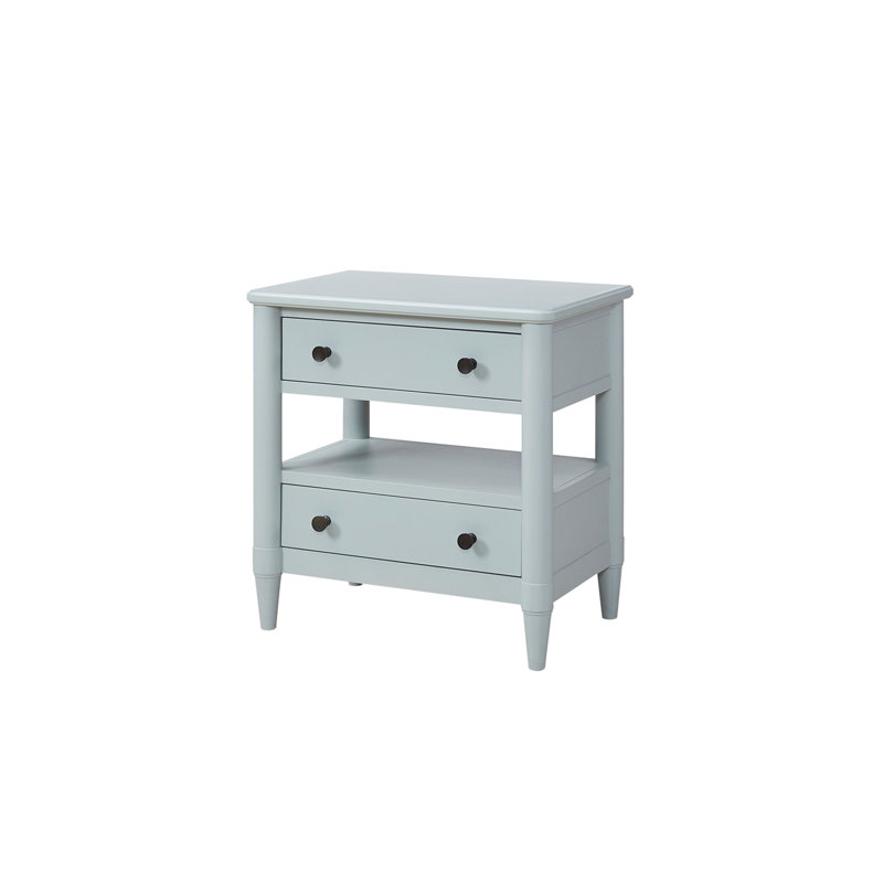Table de chevet ouverte avec 2 tiroirs, Bleu clair