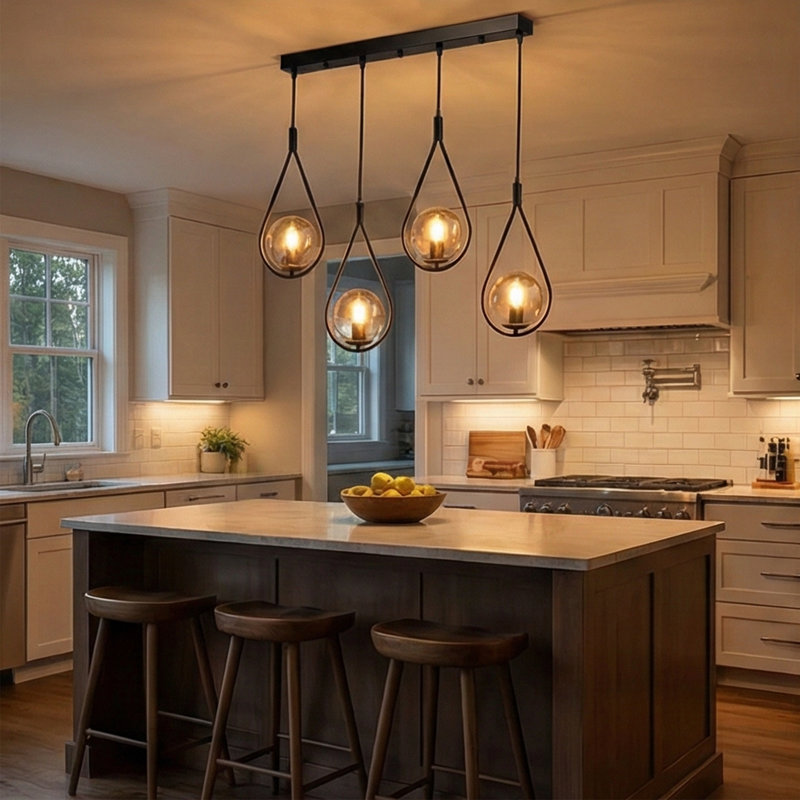 Luminaire suspendu pour îlot de cuisine 4 lumières