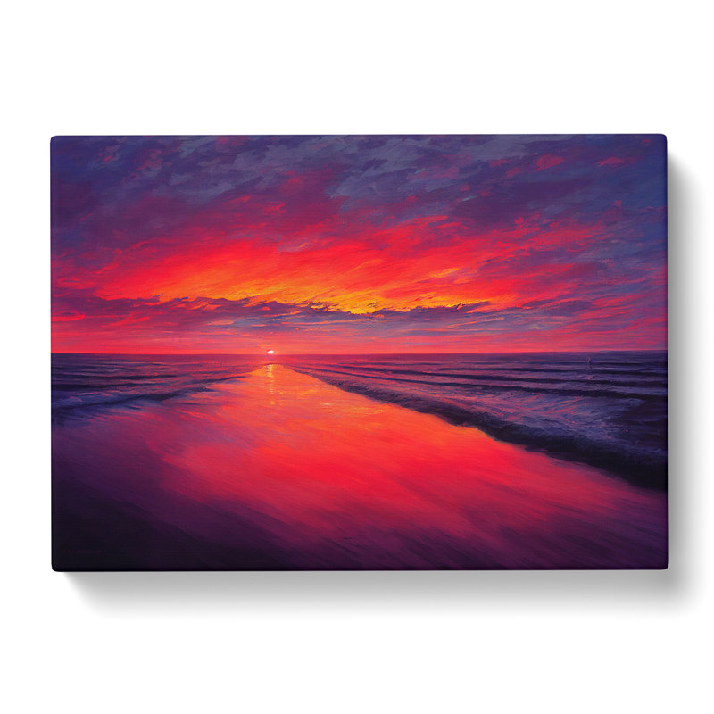 Lush Ocean Sunset - Wrapped Canvas Painting, 50cm H x 76cm W x 3cm D
