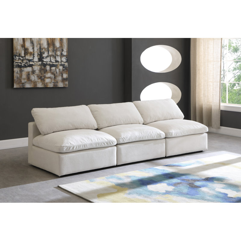 Atis 105'' Velvet Sofa, Cream Velvet
