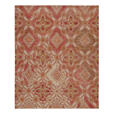 Rug & Kilim’S Distressed Rug In Red, Beige And Geometric Patterns
