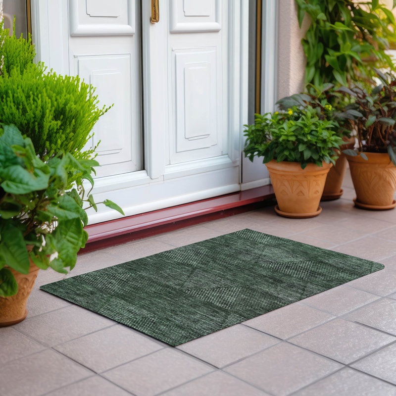 Malchow Flatweave Washable Geometric Indoor / Outdoor Rug, Rectangle 1'8" x 2'6"