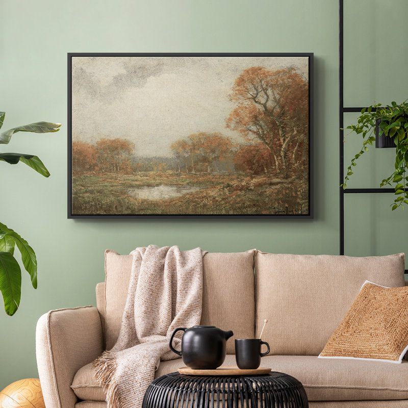 Paysage rétro DCBV, H 27 po x l 41 po x P 2 po, Toile avec cadre flottant noir