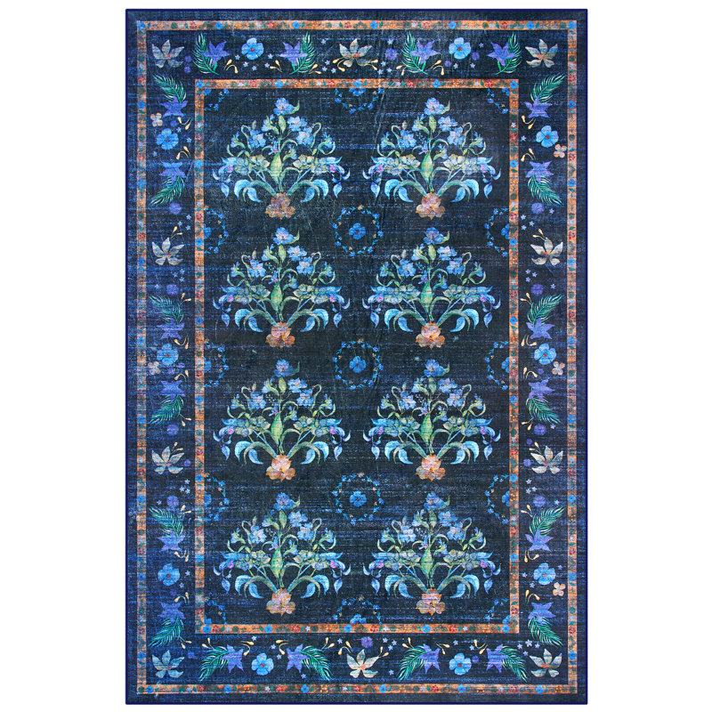 Straub Large Floral Rugs Living Room Rug Washable Bedroom Rug Non-Slip Colorful Vintage Accent Floor Carpet For Home Decor