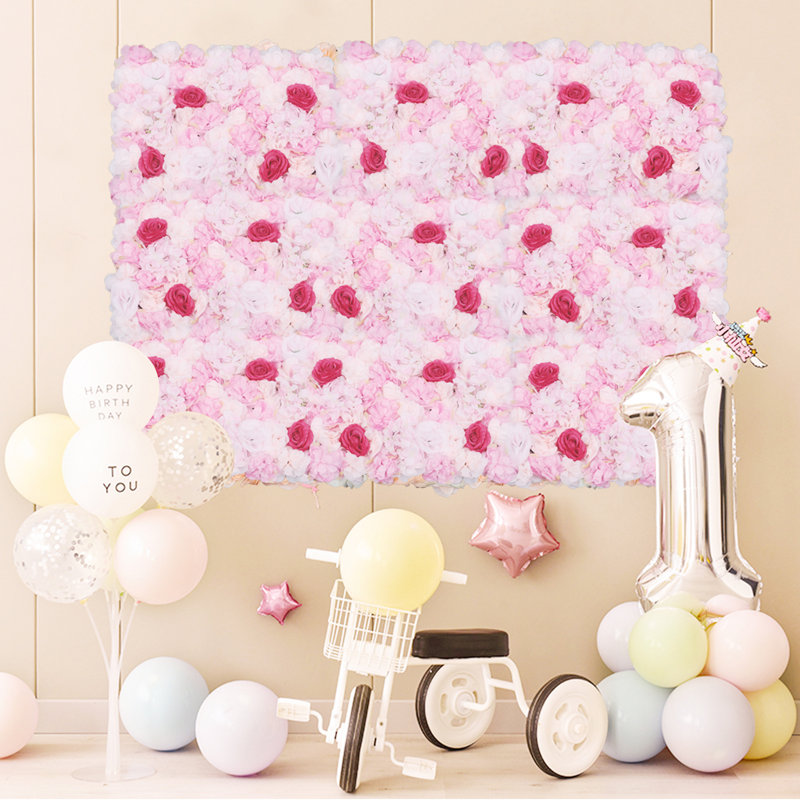 23.6" Flower Wall Panel 3D Silk Decor for Wedding Backdrop