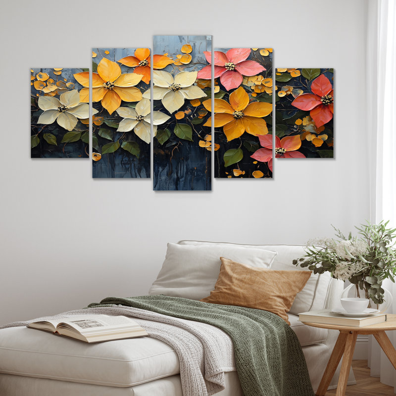 Alline - Poinsettias Wall Art - Ensemble d'art mural diamant