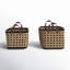Wood Handmade Two Toned Storage Basket with Handles