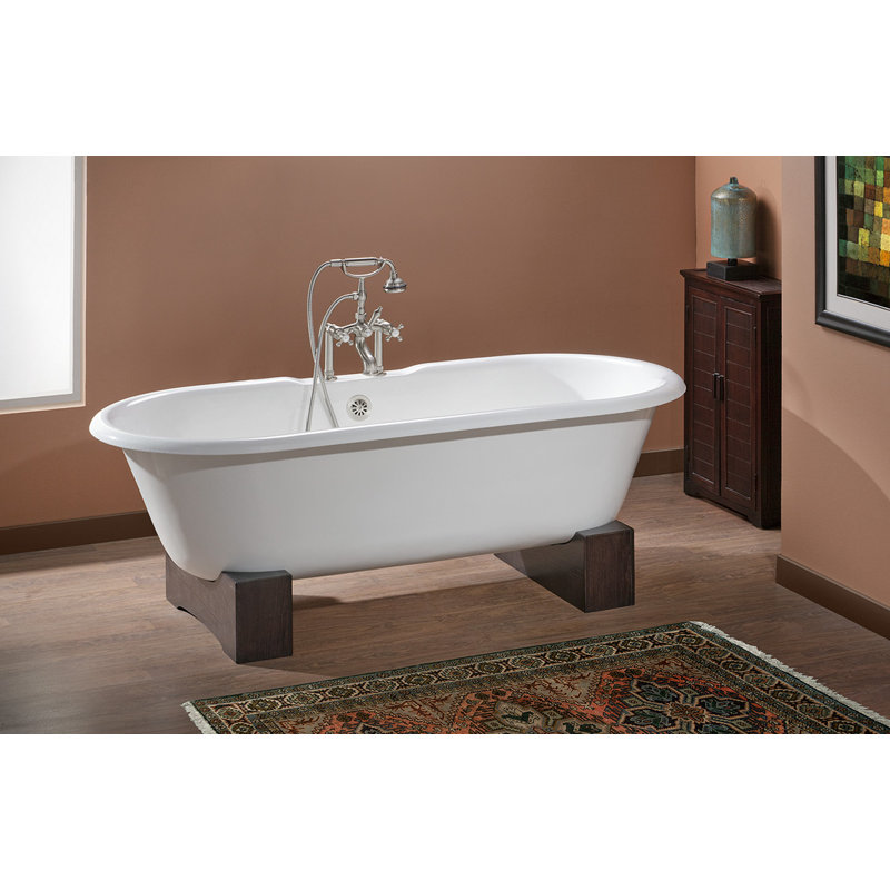 Regal 61'' L Soaking Bathtub, White Interior with White Exterior, Dark Beech