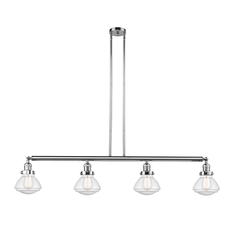 Luminaire suspendu linéaire à 4 lumières pour îlot de cuisine Chesterville, Grainé, Or satiné, Ampoule non incluse