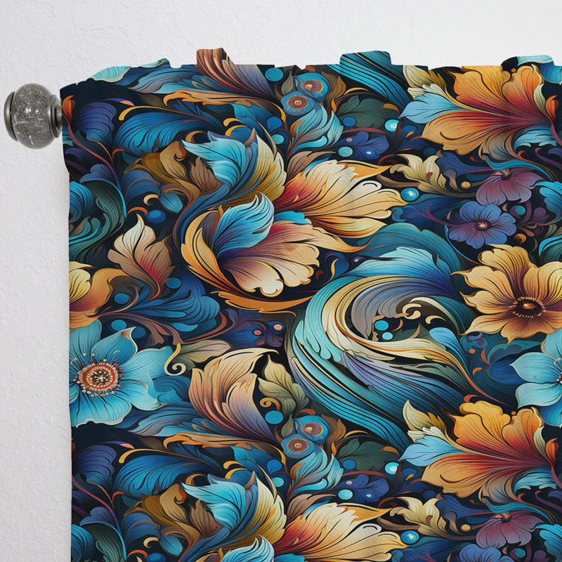Motif cachemire bohémien Rhapsody I - rideau en velours glamour - obscurcissant - 1 panneau, L 52 po x L 90 po