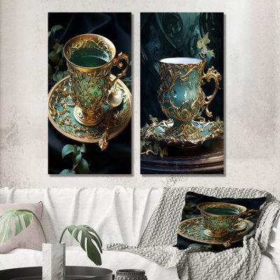 Élégance sophistiquée thé Élégance - ensemble de 2 impressions murales de verres