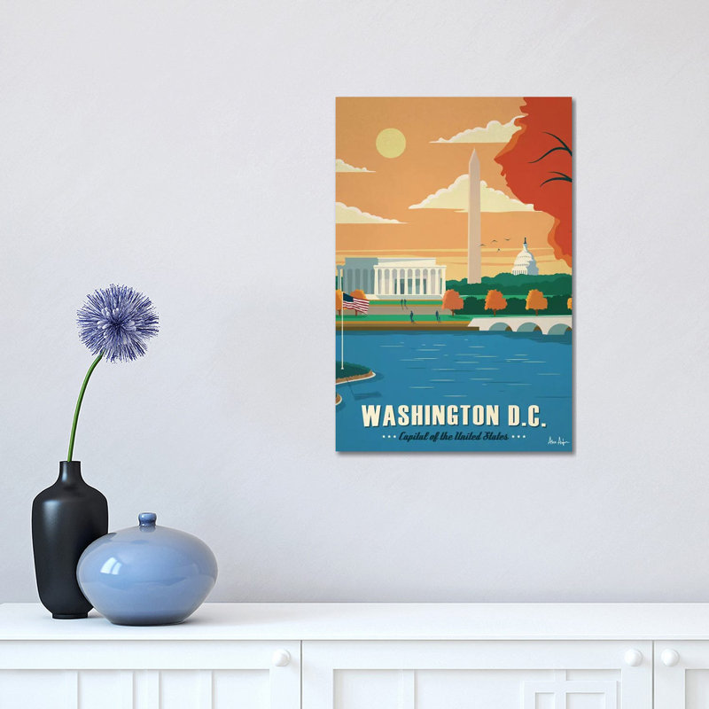 Washington D.C. - impression d'art graphique, Pas de tapis, Toile tendue, H 18 po x l 12 po x 1,5 po
