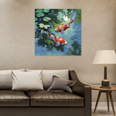 Contemporary Art Contemporary Fish Lily Art 1 Piece Wrapped Canvas Wall Art