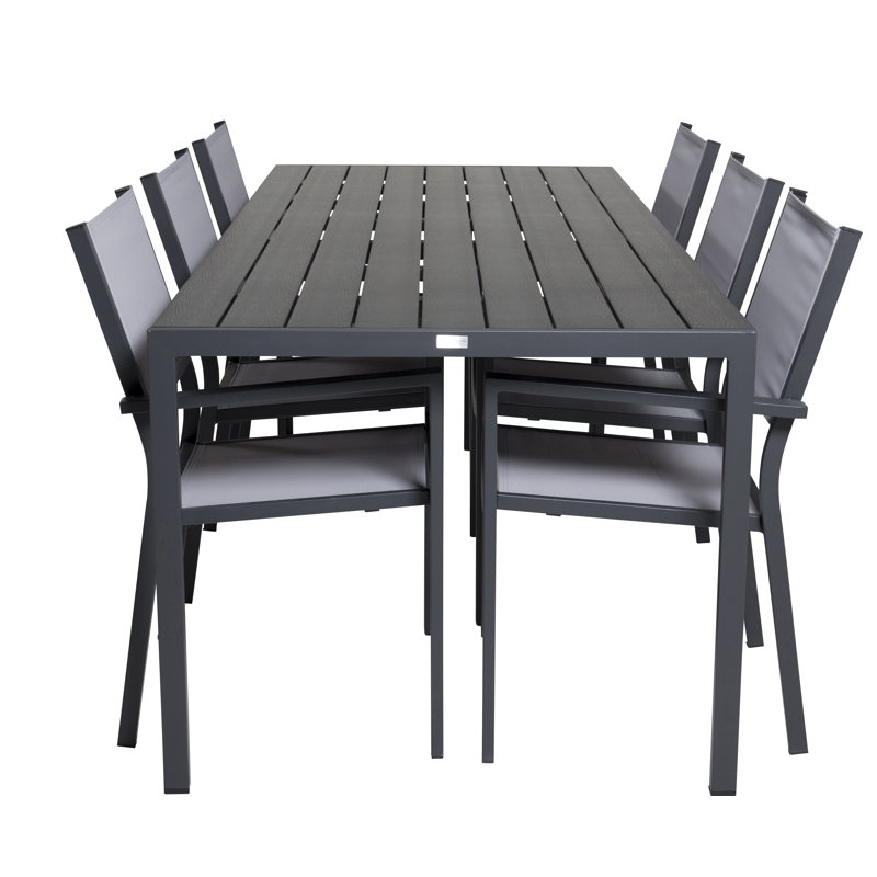 Hiran 6 - Person Patio Dining Set with Rectangular Table, Grey