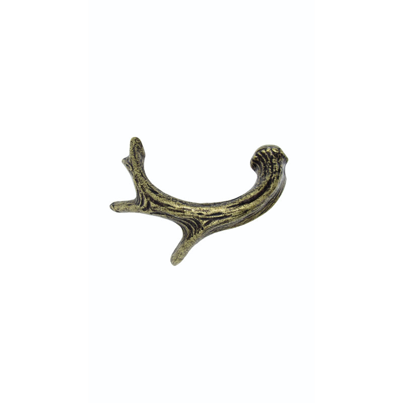 Wildlife Deer Antler Right Facing 2 15/16" Centre to Centre Novelty Pull, Brass Ox