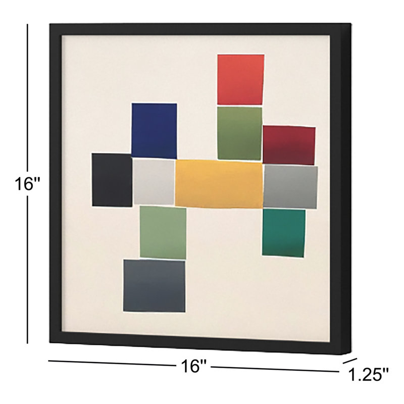 Jewels. Set Of 3 Painting by Lee Lessem, Black Framed, 16" H x 16" W x 1.25" D