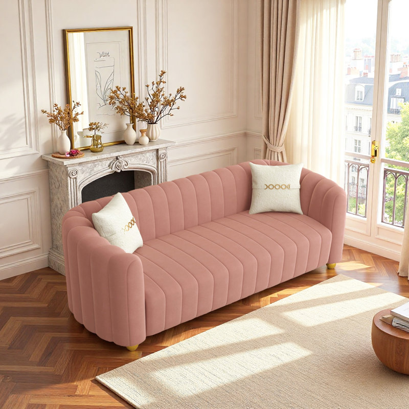 Upholstered 83.46'' Sofa, Pink