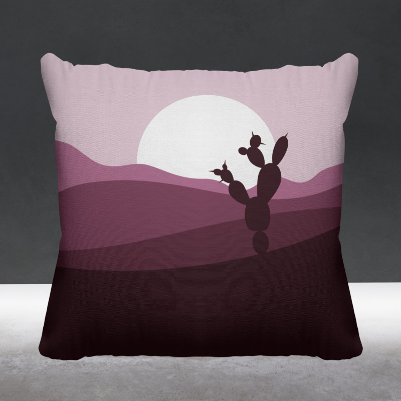 Coussin décoratif intérieur / extérieur Minimalist Desert, L 19 po x H 19 po, Mauve